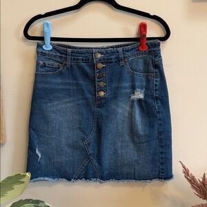 Replay Distressed Blue Mini Skirt